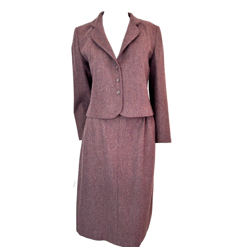 VTG Daniel for Spellbound Skirt Suit Sml Maroon Wool Tweed Dark Academia USA EUC